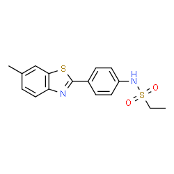 ChemSpider 2D Image | N-[4-(6-Methyl-1,3-benzothiazol-2-yl)phenyl]ethanesulfonamide | C16H16N2O2S2