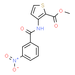 ChemSpider 2D Image | Methyl 3-[(3-nitrobenzoyl)amino]-2-thiophenecarboxylate | C13H10N2O5S
