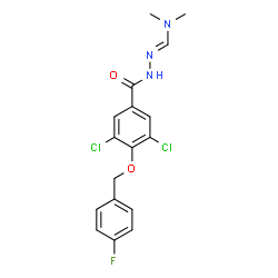 ChemSpider 2D Image | N'-{3,5-Dichloro-4-[(4-fluorobenzyl)oxy]benzoyl}-N,N-dimethylhydrazonoformamide | C17H16Cl2FN3O2