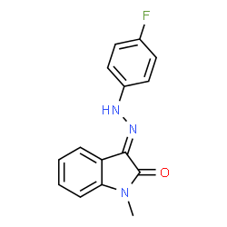 ChemSpider 2D Image | (3E)-3-[(4-Fluorophenyl)hydrazono]-1-methyl-1,3-dihydro-2H-indol-2-one | C15H12FN3O