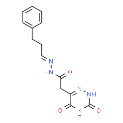 ChemSpider 2D Image | 1,2,4-triazine-6-acetic acid, 3,5-dihydroxy-, 2-[(1E)-3-phenylpropylidene]hydrazide | C14H15N5O3