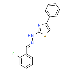 ChemSpider 2D Image | 2-[(2E)-2-(2-Chlorobenzylidene)hydrazino]-4-phenyl-1,3-thiazole | C16H12ClN3S