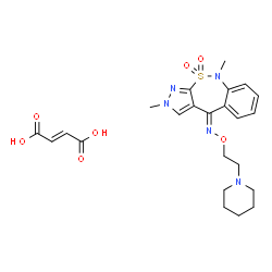 ChemSpider 2D Image | (4E)-2,9-Dimethyl-N-[2-(1-piperidinyl)ethoxy]-2H-pyrazolo[3,4-c][2,1]benzothiazepin-4(9H)-imine 10,10-dioxide (2E)-2-butenedioate (1:1) | C23H29N5O7S