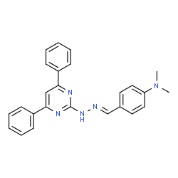 ChemSpider 2D Image | 4-{(E)-[(4,6-Diphenyl-2-pyrimidinyl)hydrazono]methyl}-N,N-dimethylaniline | C25H23N5
