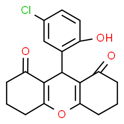 ChemSpider 2D Image | 9-(5-Chloro-2-hydroxyphenyl)-3,4,5,6,7,9-hexahydro-1H-xanthene-1,8(2H)-dione | C19H17ClO4