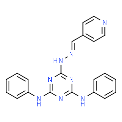 ChemSpider 2D Image | N,N'-Diphenyl-6-[(2E)-2-(4-pyridinylmethylene)hydrazino]-1,3,5-triazine-2,4-diamine | C21H18N8