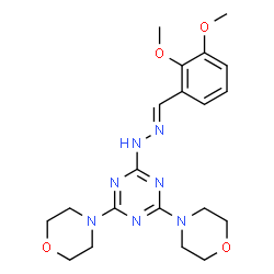 ChemSpider 2D Image | 2-[(2E)-2-(2,3-Dimethoxybenzylidene)hydrazino]-4,6-di(4-morpholinyl)-1,3,5-triazine | C20H27N7O4