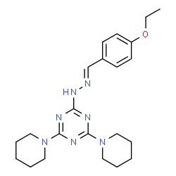 ChemSpider 2D Image | 2-[(2E)-2-(4-Ethoxybenzylidene)hydrazino]-4,6-di(1-piperidinyl)-1,3,5-triazine | C22H31N7O