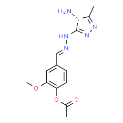 ChemSpider 2D Image | 4-{(E)-[(4-Amino-5-methyl-4H-1,2,4-triazol-3-yl)hydrazono]methyl}-2-methoxyphenyl acetate | C13H16N6O3