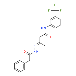 ChemSpider 2D Image | (3E)-3-[(Phenylacetyl)hydrazono]-N-[3-(trifluoromethyl)phenyl]butanamide | C19H18F3N3O2