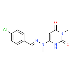 ChemSpider 2D Image | 6-[(2E)-2-(4-Chlorobenzylidene)-1-methylhydrazino]-3-methyl-2,4(1H,3H)-pyrimidinedione | C13H13ClN4O2