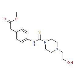 ChemSpider 2D Image | Methyl [4-({[4-(2-hydroxyethyl)piperazin-1-yl]carbothioyl}amino)phenyl]acetate | C16H23N3O3S