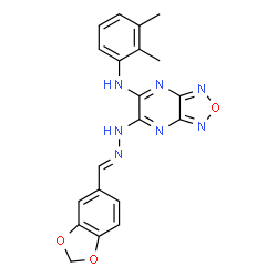 ChemSpider 2D Image | 6-[(2E)-2-(1,3-Benzodioxol-5-ylmethylene)hydrazino]-N-(2,3-dimethylphenyl)[1,2,5]oxadiazolo[3,4-b]pyrazin-5-amine | C20H17N7O3