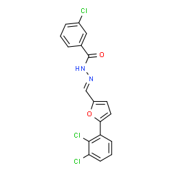 ChemSpider 2D Image | 3-Chloro-N'-{(E)-[5-(2,3-dichlorophenyl)-2-furyl]methylene}benzohydrazide | C18H11Cl3N2O2