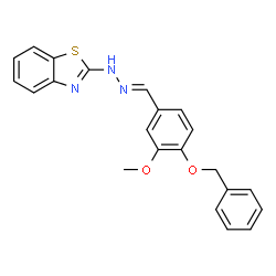 ChemSpider 2D Image | 2-{(2E)-2-[4-(Benzyloxy)-3-methoxybenzylidene]hydrazino}-1,3-benzothiazole | C22H19N3O2S