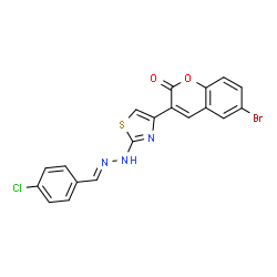 ChemSpider 2D Image | 6-Bromo-3-{2-[(2E)-2-(4-chlorobenzylidene)hydrazino]-1,3-thiazol-4-yl}-2H-chromen-2-one | C19H11BrClN3O2S