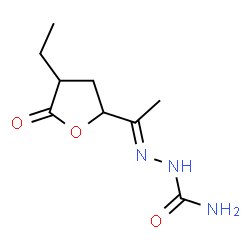 ChemSpider 2D Image | (2E)-2-[1-(4-Ethyl-5-oxotetrahydro-2-furanyl)ethylidene]hydrazinecarboxamide | C9H15N3O3