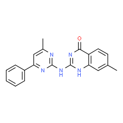 ChemSpider 2D Image | 7-methyl-2-[(4-methyl-6-phenylpyrimidin-2-yl)amino]quinazolin-4-ol | C20H17N5O