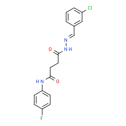 ChemSpider 2D Image | 4-[(2E)-2-(3-Chlorobenzylidene)hydrazino]-N-(4-fluorophenyl)-4-oxobutanamide | C17H15ClFN3O2
