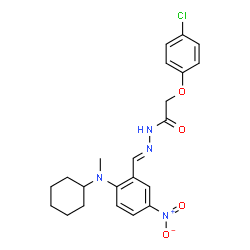 ChemSpider 2D Image | 2-(4-Chlorophenoxy)-N'-[(E)-{2-[cyclohexyl(methyl)amino]-5-nitrophenyl}methylene]acetohydrazide | C22H25ClN4O4