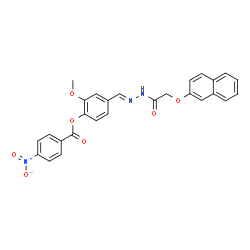 ChemSpider 2D Image | 2-Methoxy-4-[(E)-{[(2-naphthyloxy)acetyl]hydrazono}methyl]phenyl 4-nitrobenzoate | C27H21N3O7