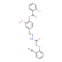 ChemSpider 2D Image | 4-[(E)-{[(2-Cyanophenoxy)acetyl]hydrazono}methyl]-2-methoxyphenyl 2-chlorobenzoate | C24H18ClN3O5