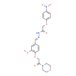 ChemSpider 2D Image | N'-[(E)-{3-Methoxy-4-[2-(4-morpholinyl)-2-oxoethoxy]phenyl}methylene]-2-(4-nitrophenoxy)acetohydrazide | C22H24N4O8
