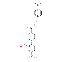ChemSpider 2D Image | N'-{(E)-[4-(Dimethylamino)phenyl]methylene}-1-(2,4-dinitrophenyl)-4-piperidinecarbohydrazide | C21H24N6O5