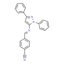 ChemSpider 2D Image | 4-{(E)-[(1,3-Diphenyl-1H-pyrazol-5-yl)imino]methyl}benzonitrile | C23H16N4