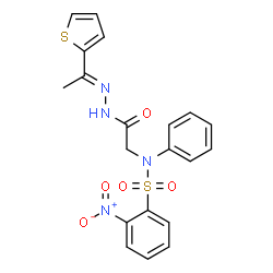 ChemSpider 2D Image | 2-Nitro-N-(2-oxo-2-{(2E)-2-[1-(2-thienyl)ethylidene]hydrazino}ethyl)-N-phenylbenzenesulfonamide | C20H18N4O5S2