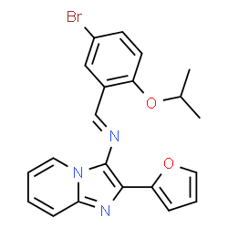 ChemSpider 2D Image | N-[(E)-(5-Bromo-2-isopropoxyphenyl)methylene]-2-(2-furyl)imidazo[1,2-a]pyridin-3-amine | C21H18BrN3O2