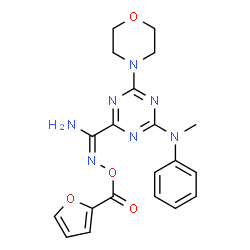 ChemSpider 2D Image | N'-(2-Furoyloxy)-4-[methyl(phenyl)amino]-6-(4-morpholinyl)-1,3,5-triazine-2-carboximidamide | C20H21N7O4