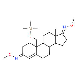 ChemSpider 2D Image | (3E,17E)-N~3~,N~17~-Dimethoxy-19-[(trimethylsilyl)oxy]androst-4-ene-3,17-diimine | C24H40N2O3Si