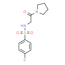 ChemSpider 2D Image | 4-Fluoro-N-[2-oxo-2-(1-pyrrolidinyl)ethyl]benzenesulfonamide | C12H15FN2O3S