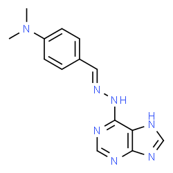 ChemSpider 2D Image | N,N-Dimethyl-4-[(E)-(7H-purin-6-ylhydrazono)methyl]aniline | C14H15N7