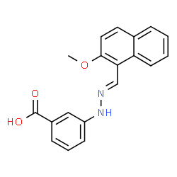 ChemSpider 2D Image | 3-{(2E)-2-[(2-Methoxy-1-naphthyl)methylene]hydrazino}benzoic acid | C19H16N2O3