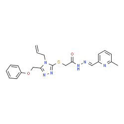 ChemSpider 2D Image | 2-{[4-Allyl-5-(phenoxymethyl)-4H-1,2,4-triazol-3-yl]sulfanyl}-N'-[(E)-(6-methyl-2-pyridinyl)methylene]acetohydrazide | C21H22N6O2S