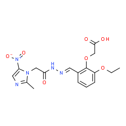ChemSpider 2D Image | {2-Ethoxy-6-[(E)-{[(2-methyl-5-nitro-1H-imidazol-1-yl)acetyl]hydrazono}methyl]phenoxy}acetic acid | C17H19N5O7