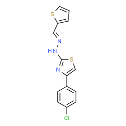 ChemSpider 2D Image | 4-(4-Chlorophenyl)-2-[(2E)-2-(2-thienylmethylene)hydrazino]-1,3-thiazole | C14H10ClN3S2