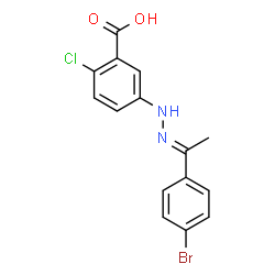 ChemSpider 2D Image | 5-{(2E)-2-[1-(4-Bromophenyl)ethylidene]hydrazino}-2-chlorobenzoic acid | C15H12BrClN2O2