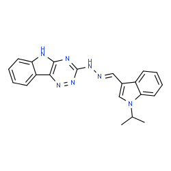 ChemSpider 2D Image | 3-{(2E)-2-[(1-Isopropyl-1H-indol-3-yl)methylene]hydrazino}-5H-[1,2,4]triazino[5,6-b]indole | C21H19N7