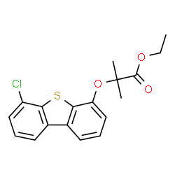 ChemSpider 2D Image | Ethyl 2-[(6-chlorodibenzo[b,d]thiophen-4-yl)oxy]-2-methylpropanoate | C18H17ClO3S