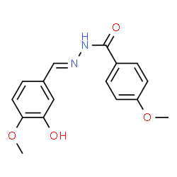 ChemSpider 2D Image | N'-[(E)-(3-Hydroxy-4-methoxyphenyl)methylene]-4-methoxybenzohydrazide | C16H16N2O4