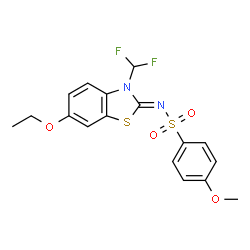 ChemSpider 2D Image | N-[(2Z)-3-(Difluoromethyl)-6-ethoxy-1,3-benzothiazol-2(3H)-ylidene]-4-methoxybenzenesulfonamide | C17H16F2N2O4S2