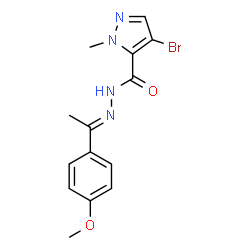 ChemSpider 2D Image | 4-Bromo-N'-[(1E)-1-(4-methoxyphenyl)ethylidene]-1-methyl-1H-pyrazole-5-carbohydrazide | C14H15BrN4O2