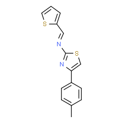 ChemSpider 2D Image | (E)-N-[4-(4-Methylphenyl)-1,3-thiazol-2-yl]-1-(2-thienyl)methanimine | C15H12N2S2