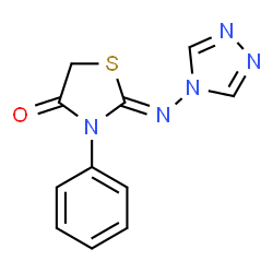 ChemSpider 2D Image | 3-phenyl-2-(4H-1,2,4-triazol-4-ylimino)-1,3-thiazolan-4-one | C11H9N5OS