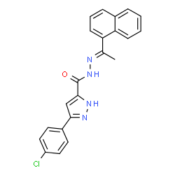 ChemSpider 2D Image | 3-(4-Chlorophenyl)-N'-[(1E)-1-(1-naphthyl)ethylidene]-1H-pyrazole-5-carbohydrazide | C22H17ClN4O