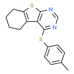 ChemSpider 2D Image | 4-[(4-Methylphenyl)sulfanyl]-5,6,7,8-tetrahydro[1]benzothieno[2,3-d]pyrimidine | C17H16N2S2