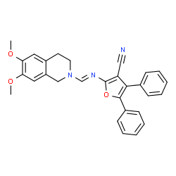 ChemSpider 2D Image | 2-{(E)-[(6,7-Dimethoxy-3,4-dihydro-2(1H)-isoquinolinyl)methylene]amino}-4,5-diphenyl-3-furonitrile | C29H25N3O3
